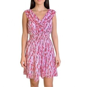 BCBGeneration Passion Pink V Neck Dress Size 4 Pockets Lined Spring Summer Dress